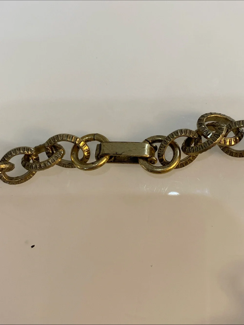Vintage Horse Chariot Charm Bracelet Brass Tone Large Oval Ben-Hur Roman Style
